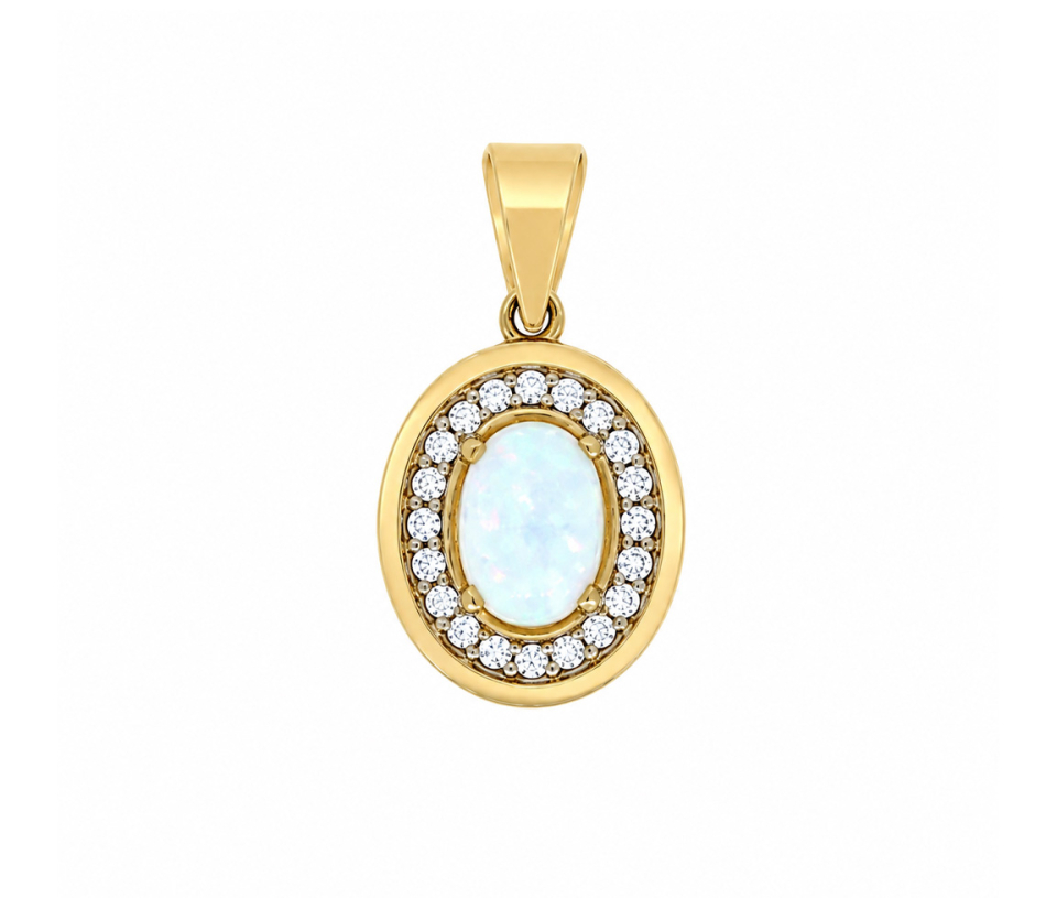 PENDENTIF AVEC UNE OPALE RECONSTITUÉE ET CZ