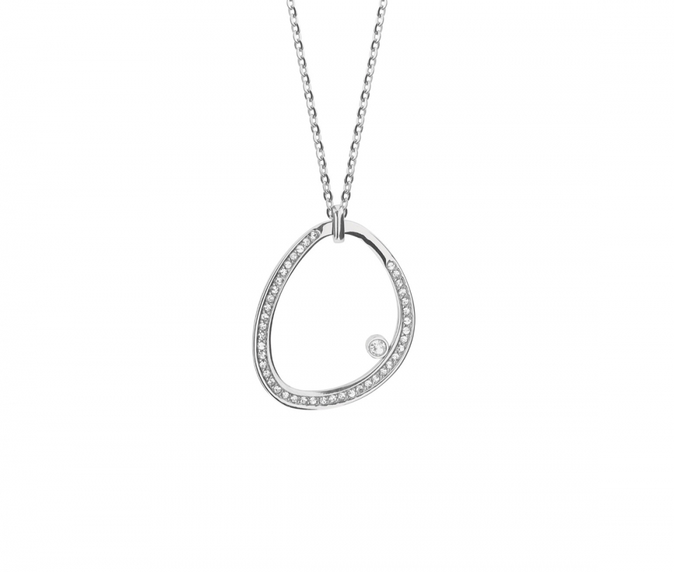 COLLIER EN ACIER et zircon - PJ T0X1130016 - STEELX