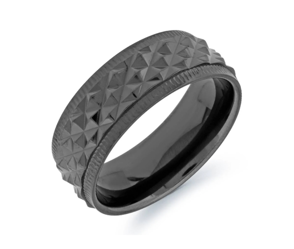 JONC EN TITANE/PVD NOIR TAILLÉ DIAMANT