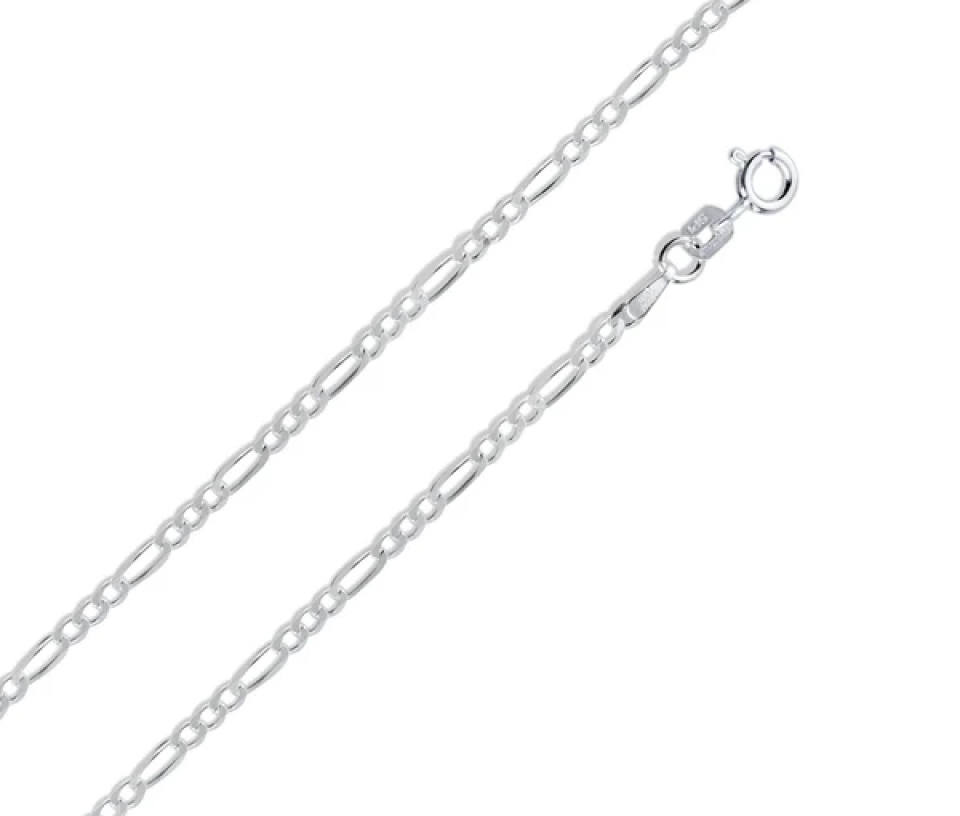 CHAINE EN ARGENT RHODIÉ À MAILLE FIGARO - SP CH1050RH/20 - BIJOUX D'IMPORTATION
