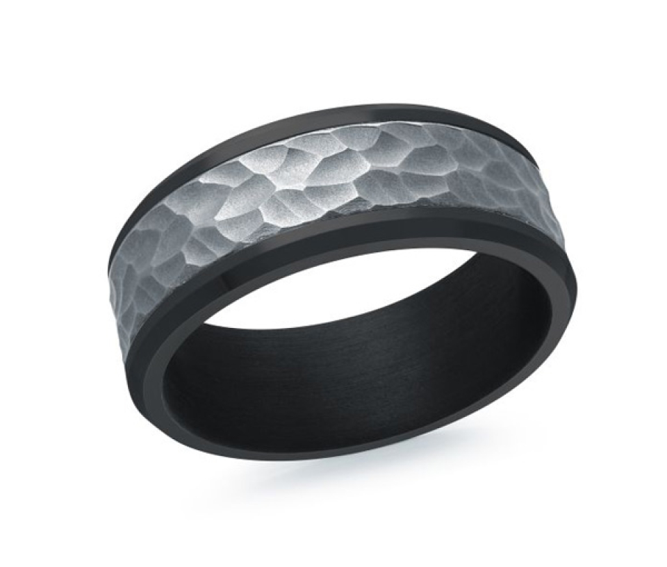 JONC EN TANTALE NOIR ET TITANE CONFORT FIT - ML TANT028/8 - MALO 