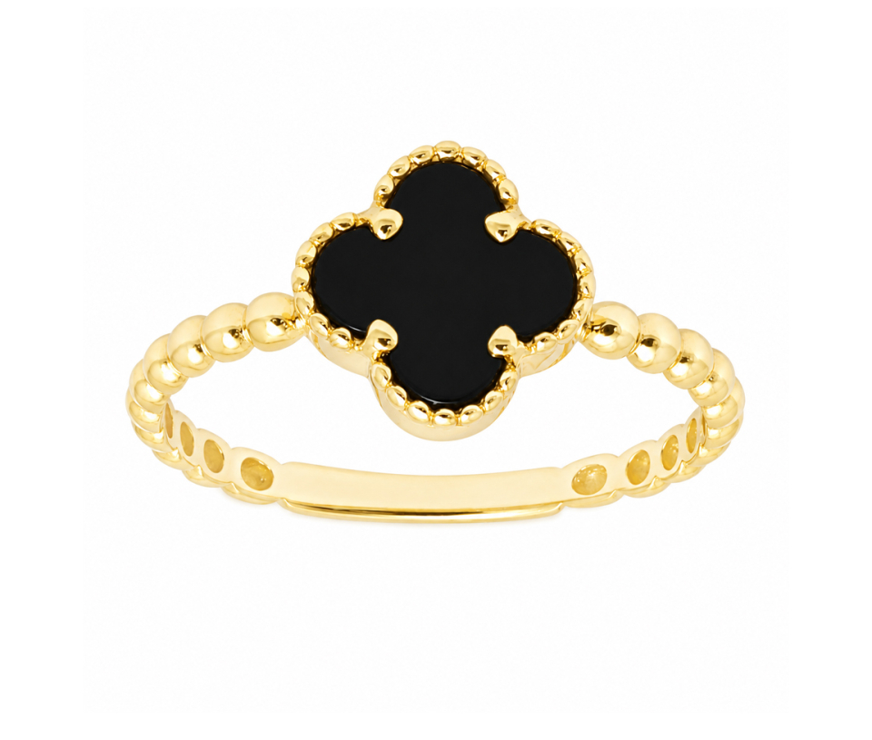 BAGUE TRÈFLE AVEC ONYX