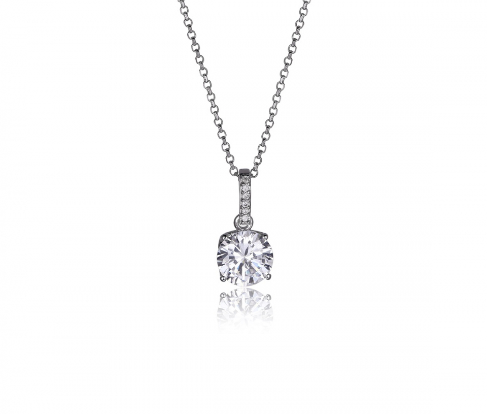 SUPERBE PENDENTIF STYLE SOLITAIRE EN ARGENT RHODIÉ SERTI D'UN CUBIQUE ZIRCONIA - PJ R3AQ2W00Y2 - REIGN