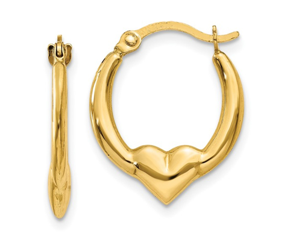 BOUCLES ANNEAUX EN OR JAUNE AVEC COEUR - QG 10TL733 - IMPORTATION