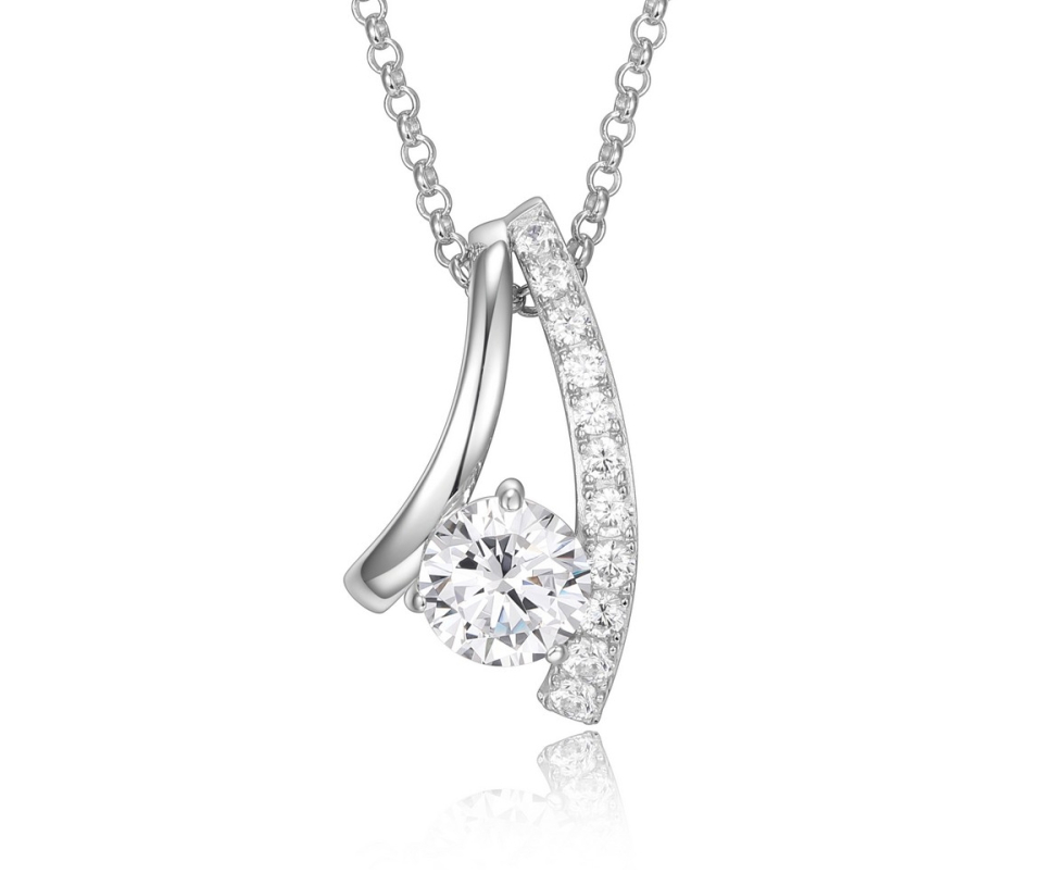 PENDENTIF ELLE EN ARGENT RHODIÉ SERTI DE CUBIQUES ZIRCONIAS - PJ R0LBK40048 - ELLE