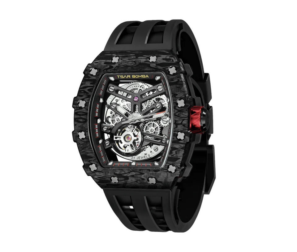 MONTRE TSAR BOMBA AUTOMATIQUE EN ACIER ET FIBRE DE CARBONE - IG TB8208CF38 - TSAR BOMBA