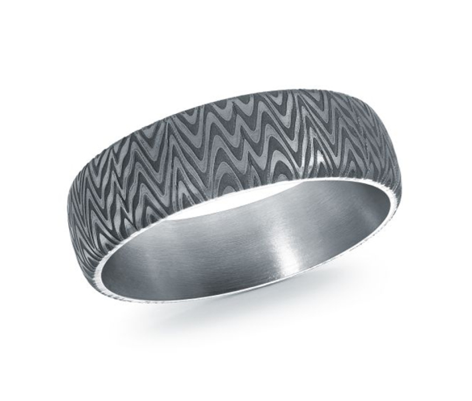 JONC EN TANTALE ZIGZAG GRAVER AU LASER - ML TANT0896 - MALO 