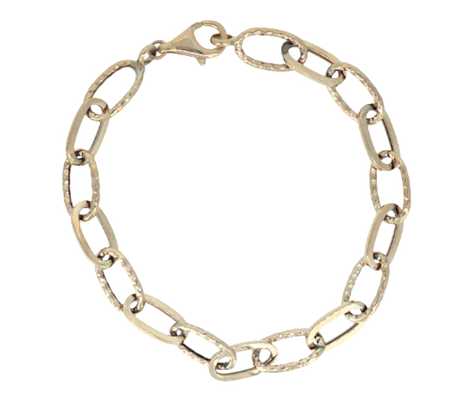 BRACELET EN OR JAUNE À MAILLONS OVALS TAILLÉS DIAMANT - CB BYD363134 - CBE