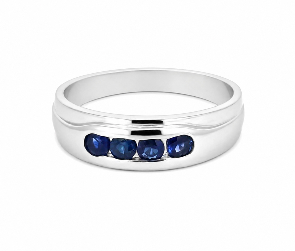 BAGUE POUR HOMME AVEC SAPHIRS BLEUS
