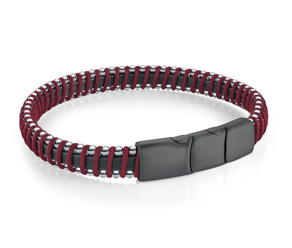 BRACELET EN ACIER/PVD NOIR ET CUIR/NYLON TRESSÉ - IG SLB701 - ITALGEM