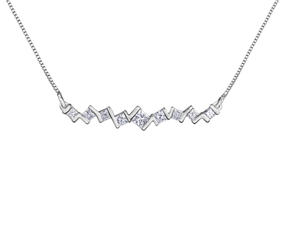 COLLIER EN OR 10K BLANC SERTI DE DIAMANTS CANADIENS - CR AM455 - BIJOUX CANADIEN