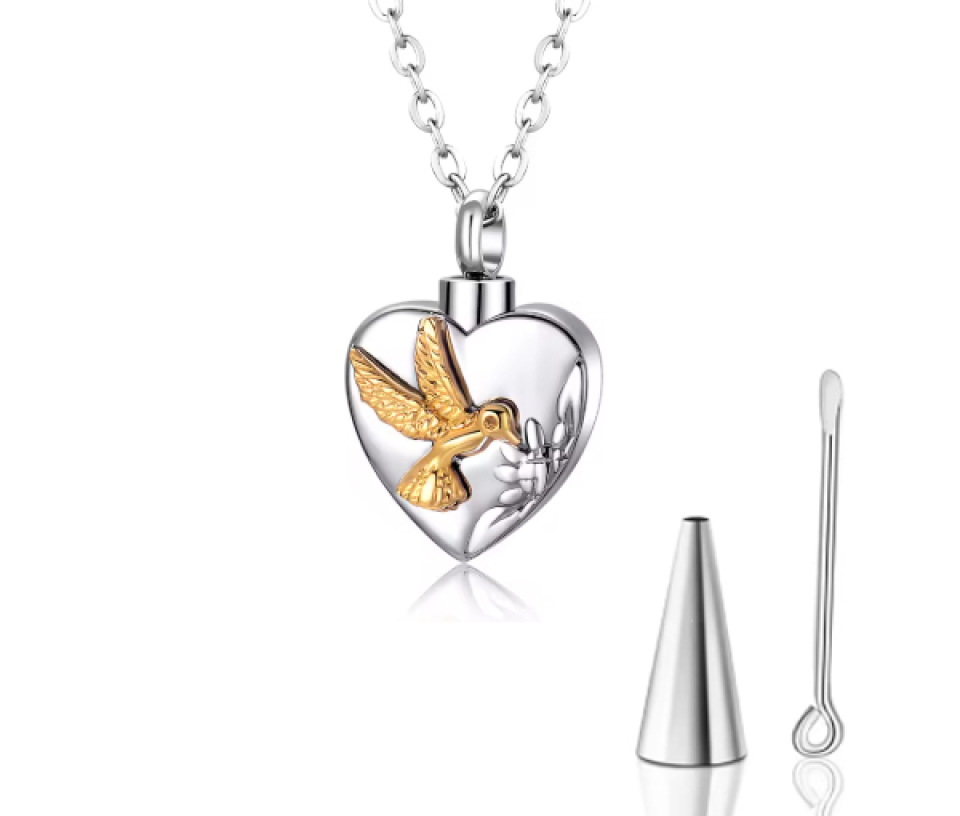 URNE POUR CENDRES COEUR/COLIBRI 