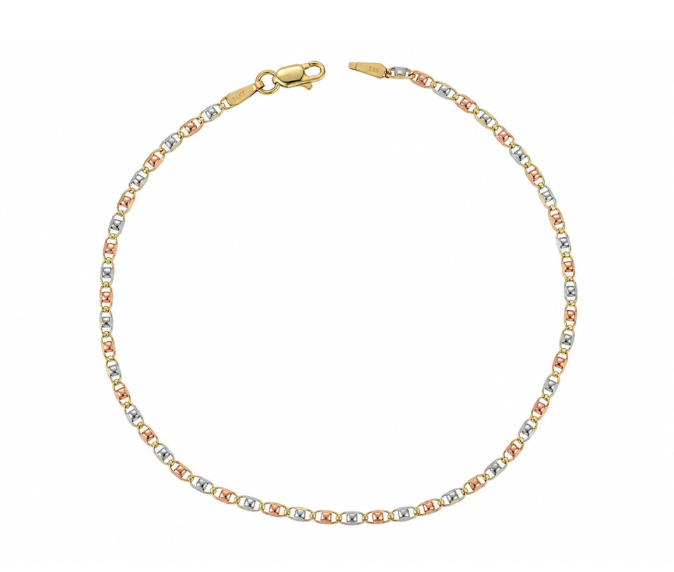 BRACELET À MAILLE MARINE TAILLÉE DIAMANT 3 TONS