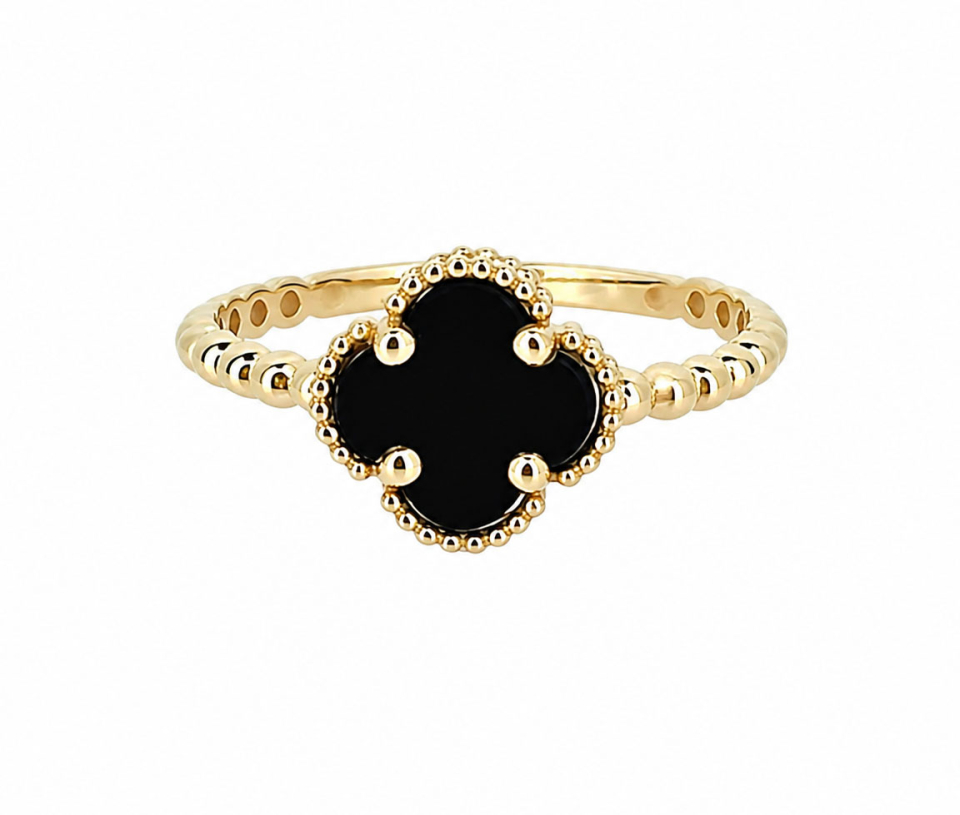 BAGUE TRÈFLE AVEC ONYX