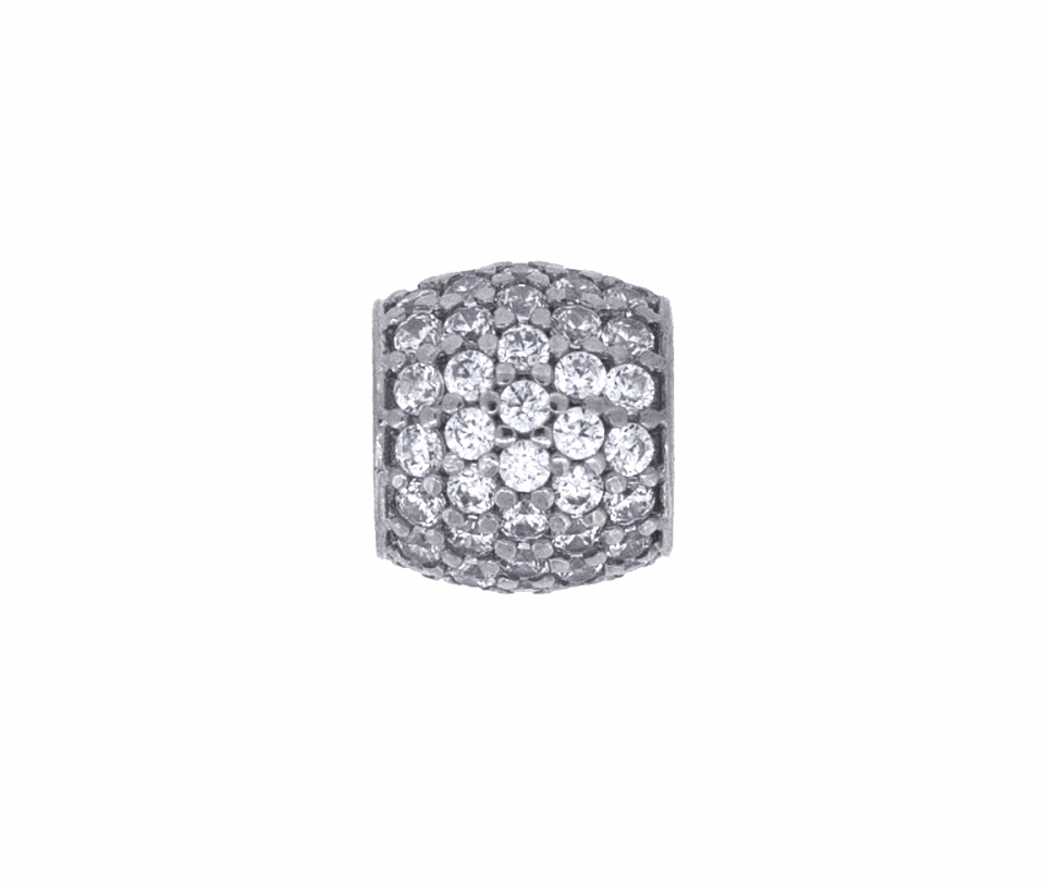 PENDENTIF BOULE DE FEU EN OR BLANC SERTI DE CUBIQUES ZIRCONIAS - MB BOFEUCZW - BIJOUX D'IMPORTATION