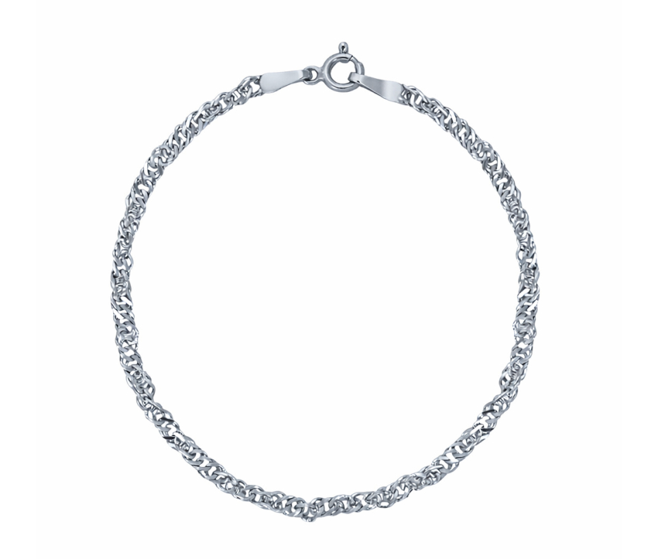 BRACELET EN ARGENT RHODIÉ À MAILLE SINGAPOUR
