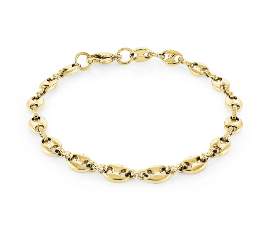 BRACELET EN ACIER/PVD OR À MAILLE GRAIN DE CAFÉ