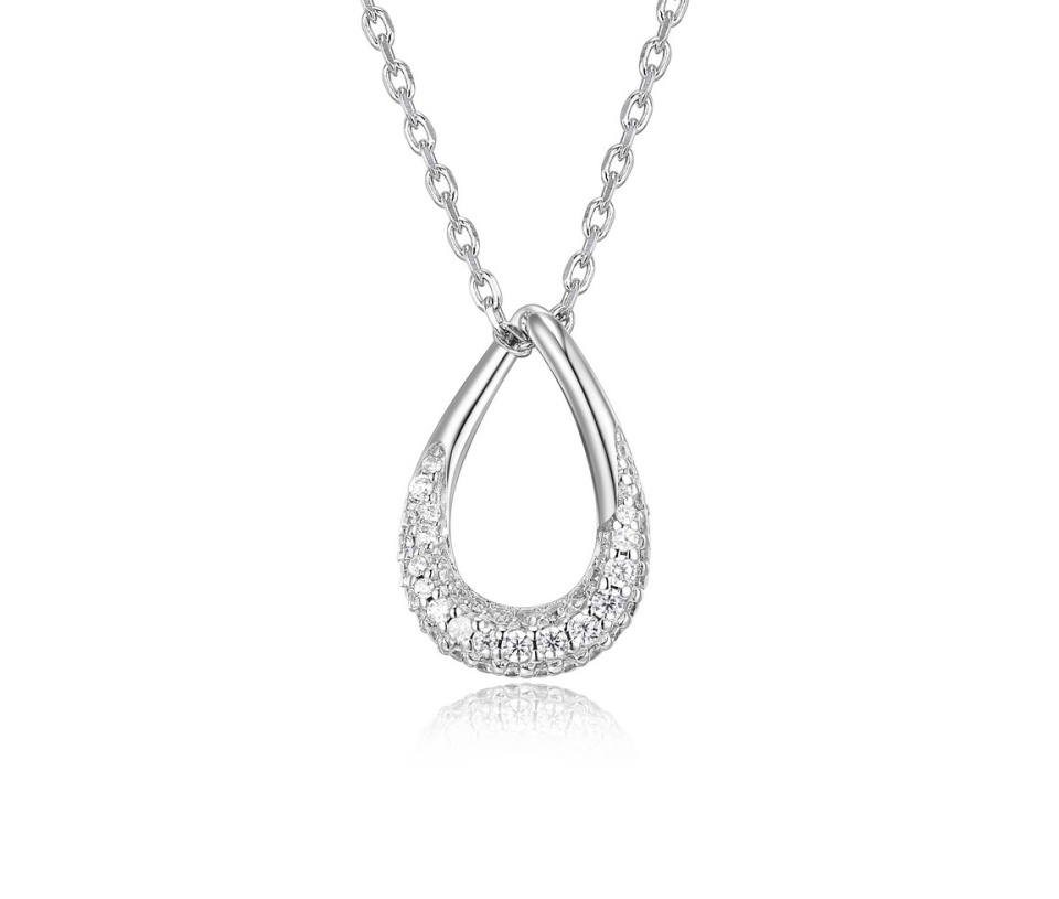 PENDENTIF GOUTTE AJOURÉE EN ARGENT RHODIÉ SERTI DE CUBIQUES ZIRCONIAS - PJ R0LBQA0044 - ELLE