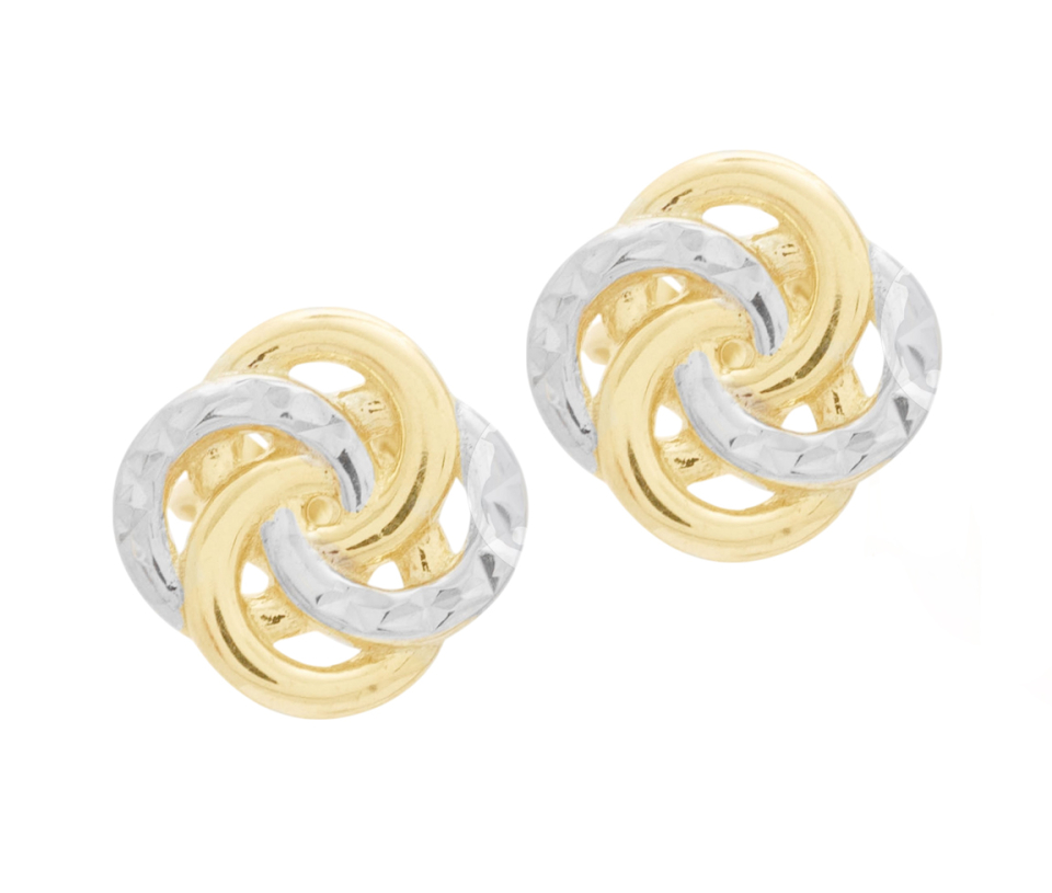 BOUCLES FIXES DOUBLE NOEUDS EN OR 2 TONS TAILLÉES DIAMANT - CB EYD452880 - CBE