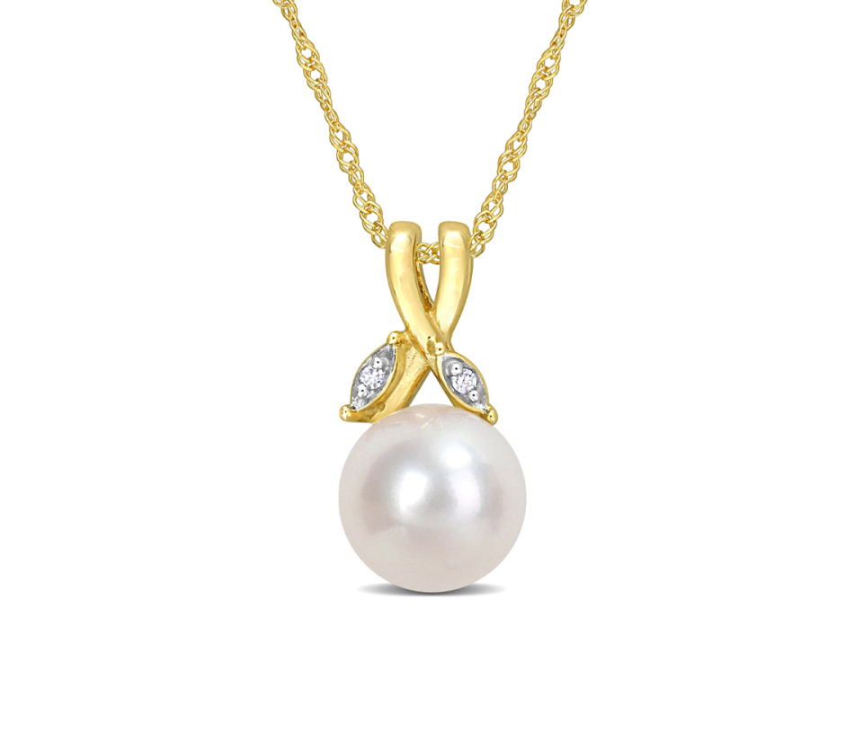 PENDENTIF EN OR JAUNE SERTI DE DIAMANTS ET D'UNE PERLE DE CULTURE - DM FC19M7 - PERLE D'IMPORTATION
