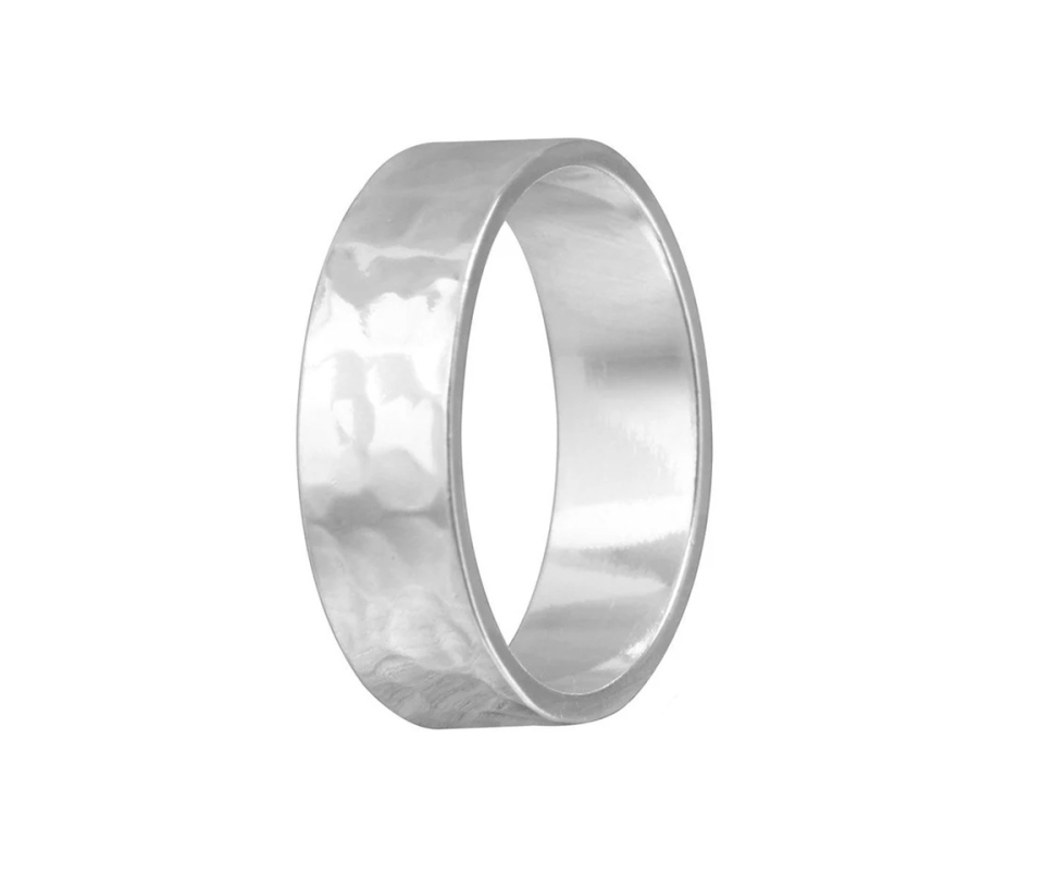 JONC EN ARGENT RHODIÉ MARTELÉ - SP R03/6MM10 - BIJOUX D'IMPORTATION