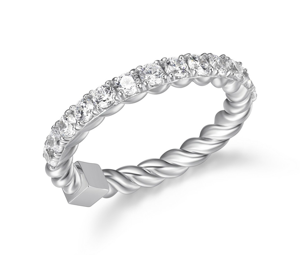 JONC SEMI-ÉTERNITÉ EN ARGENT RHODIÉ SERTI DE CUBIQUES ZIRCONIAS - PJ R4LAE300AC - ELLE