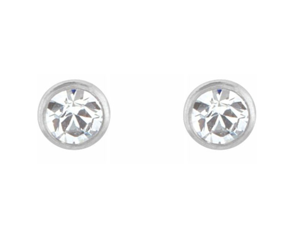 BOUCLES DE PERÇAGE EN OR BLANC SERTIES DE CUBIQUES ZIRCONIAS (*PERÇAGE GRATUIT) - IN 334C - PERÇAGE