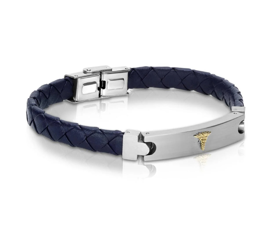 BRACELET MÉDICAL EN ACIER ET CUIR TRESSÉ - IG SMAB45 - ITALGEM
