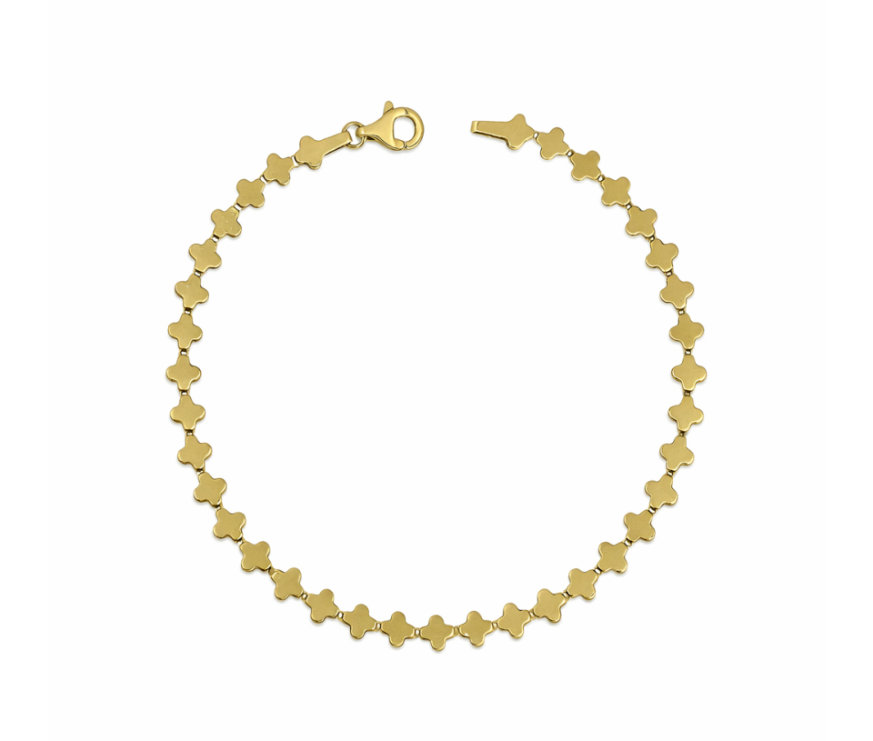 BRACELET EN OR JAUNE À MAILLES MINIS TRÈFLES UNIS