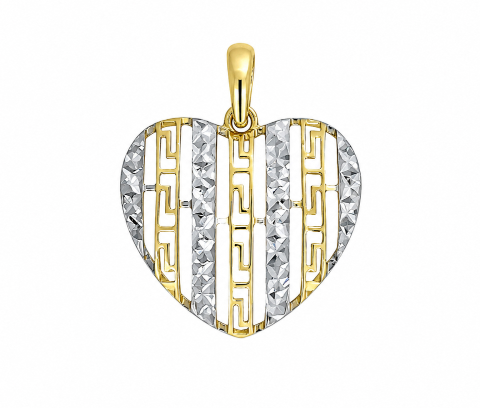 PENDENTIF COEUR À MOTIF GREC"VERSACE"