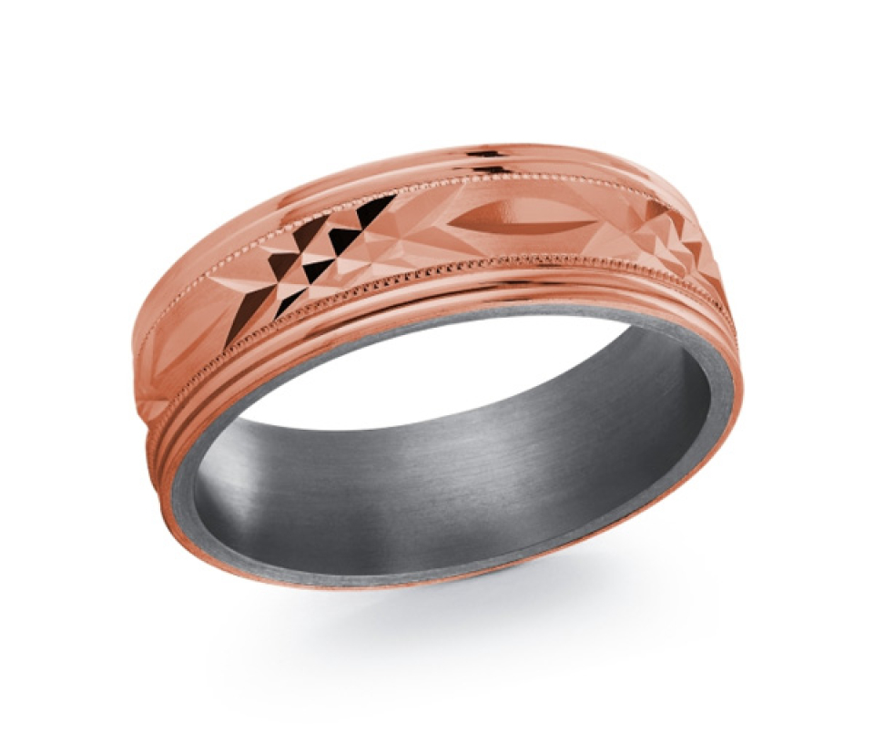 JONC EN TANTALE ET OR 10K TAILLÉ DIAMANT - ML TANT018/7P - MALO 