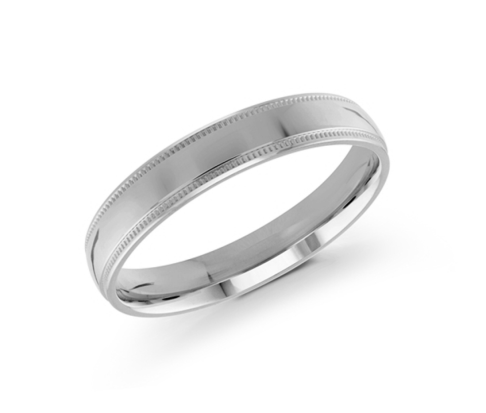 JONC EN OR 4MM DE LARGEUR AVEC MOTIF MILGRAIN SUR LES CÔTÉS 