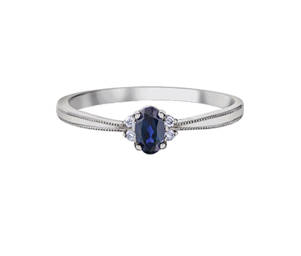 BAGUE EN OR SERTIE D'UNE PIERRE DE COULEURS VARIÉES ET DE DIAMANTS - CR DX896WSA - BIJOUX CANADIEN