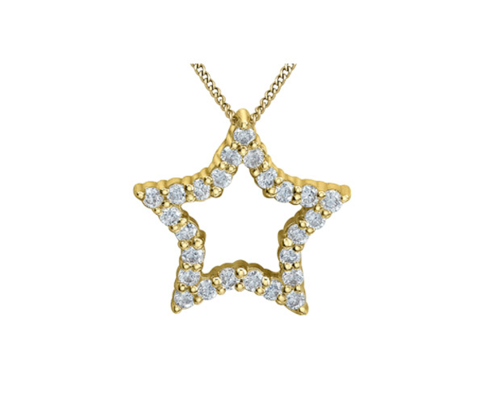 PENDENTIF ÉTOILE AJOURÉE EN OR JAUNE SERTIE DE DIAMANTS DE LABORATOIRE - CR 70034 - BIJOUX CANADIEN