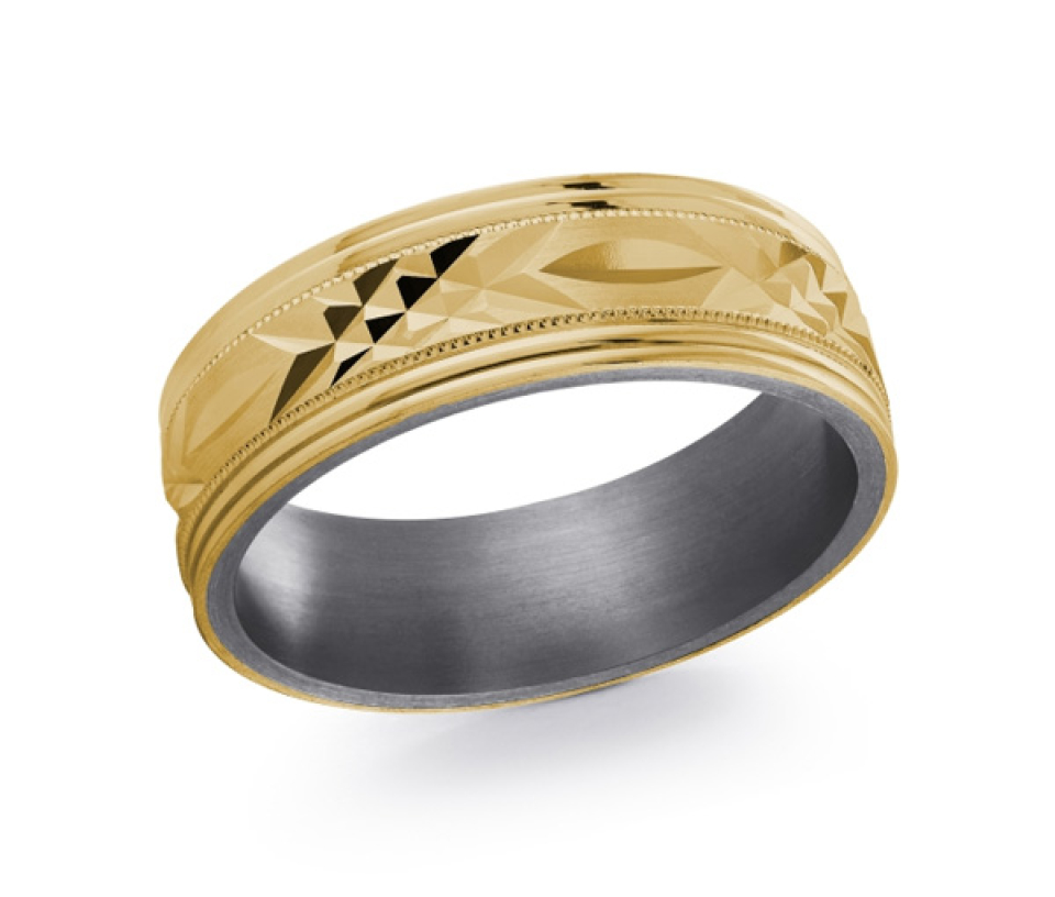 JONC EN TANTALE ET OR 10K TAILLÉ DIAMANT - ML TANT018/7Y - MALO 