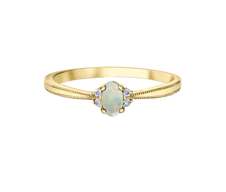 BAGUE EN OR SERTIE D'UNE PIERRE DE COULEURS VARIÉES ET DE DIAMANTS - CR DX896YOP - BIJOUX CANADIEN