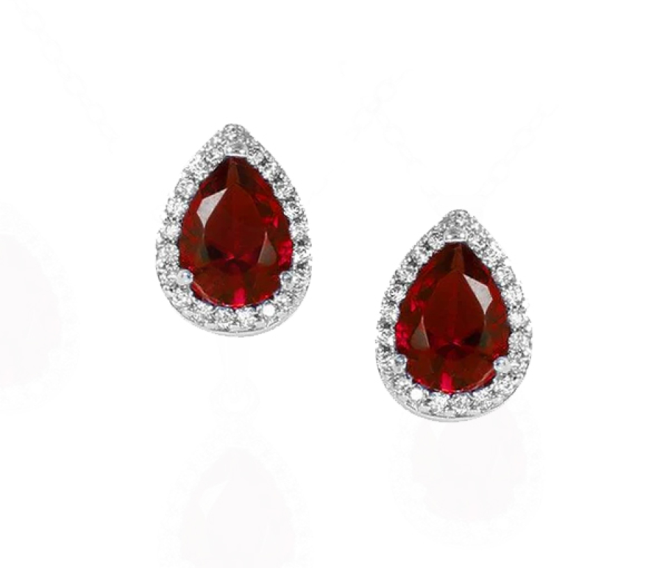BOUCLES EN FORME DE GOUTTE EN ARGENT RHODIÉ SERTI DE CUBIQUES ZIRCONIAS DE COULEURS VARIÉES - SP BGS00441BJA - BIJOUX D'IMPORTATION