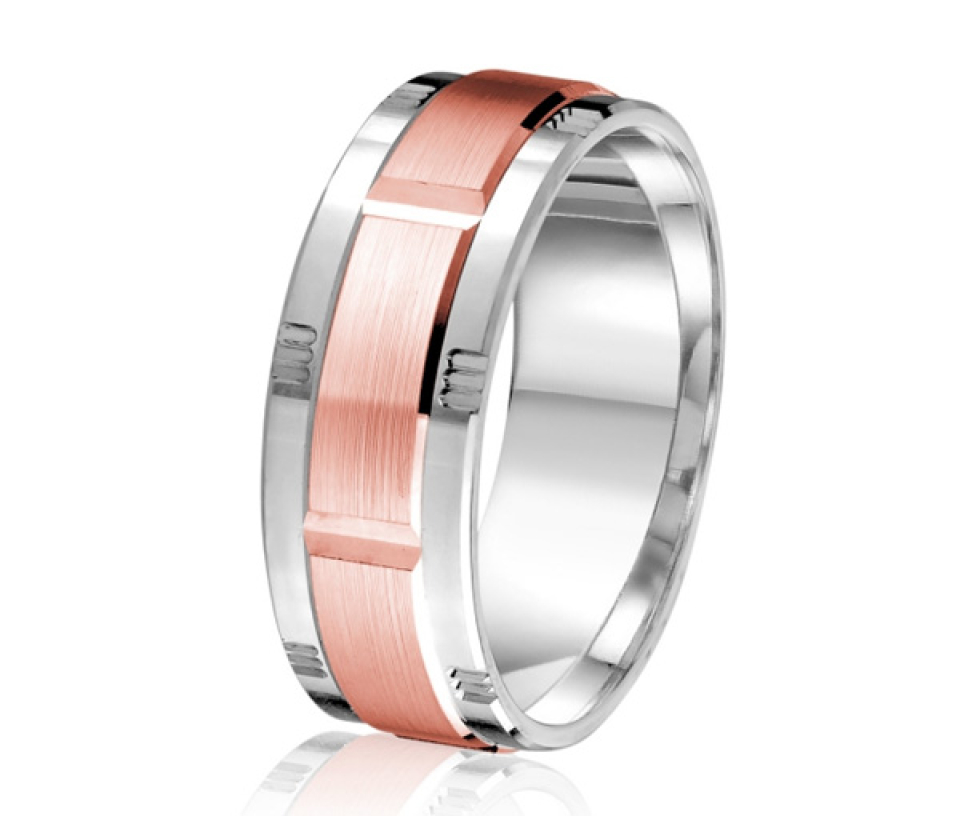 JONC EN OR OU EN PLATINE AVEC MOTIF BLOC ET SATINÉ AU CENTRE - ML GH1453WP14 - MALO 