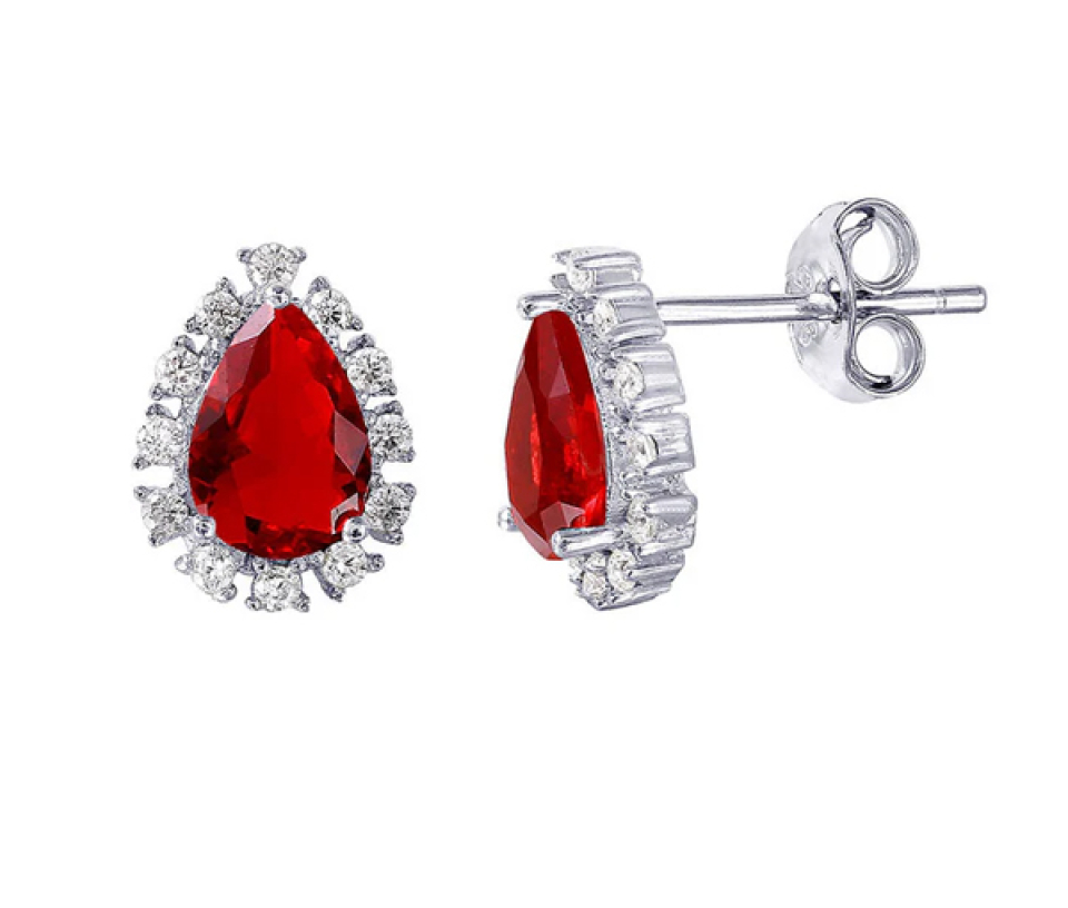 BOUCLEES EN ARGENT RHODIÉ EN FORME DE GOUTTE SERTIES DE CUBIQUES ZIRCONIAS - SP STE01027/07 - BIJOUX D'IMPORTATION