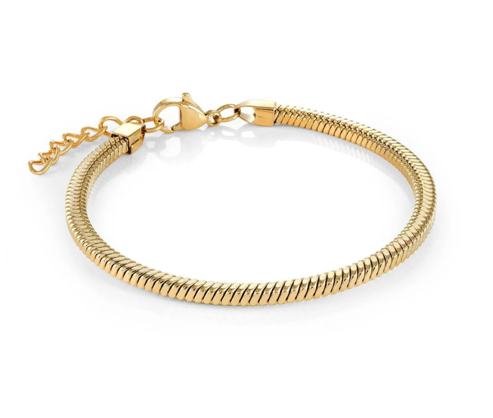 BRACELET EN ACIER OU ACIER/PVD OR À MAILLE SNAKE CARRÉ