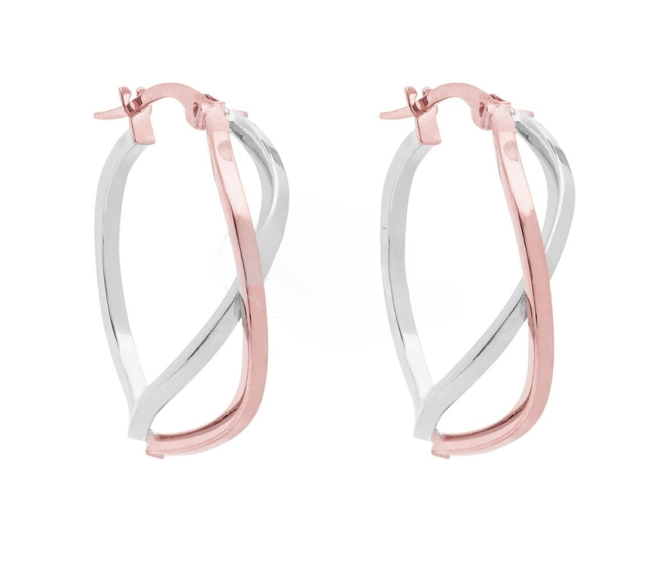 BOUCLES ANNEAUX CROISÉES EN OR 2 TONS - CB E2TB1048P20 - CBE