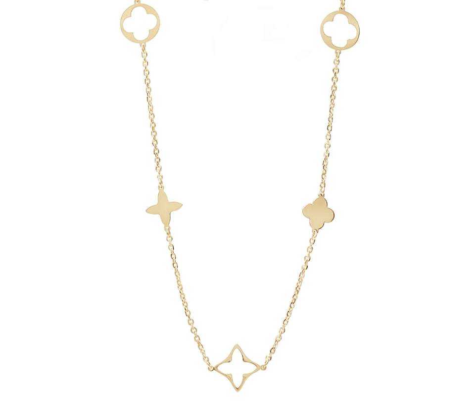 COLLIER EN OR JAUNE AVEC MULTI TRÈFLES VARIÉS AJOURÉS OU PLEINS - CB FNY04/500 - CBE