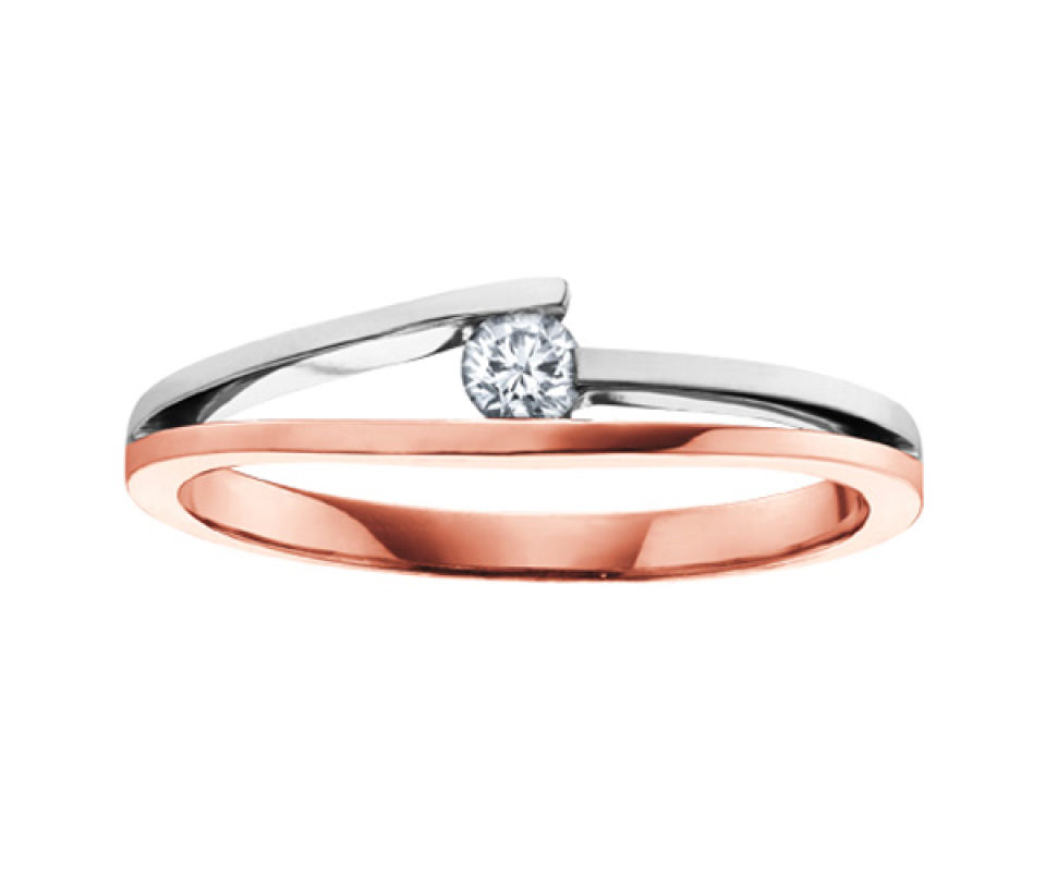 BAGUE EN OR SERTIE D'UN DIAMANT CANADIEN - CR AM127R - DIAMANT CANADIEN