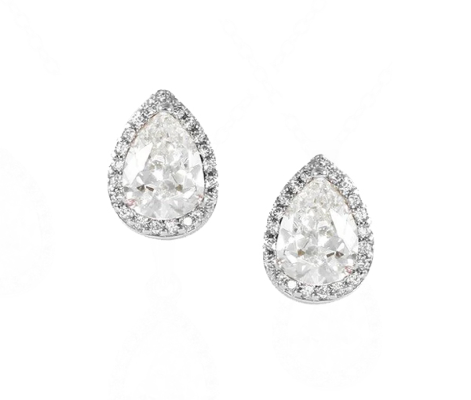 BOUCLES EN FORME DE GOUTTE EN ARGENT RHODIÉ SERTI DE CUBIQUES ZIRCONIAS DE COULEURS VARIÉES - SP BGS00441BAP - BIJOUX D'IMPORTATION