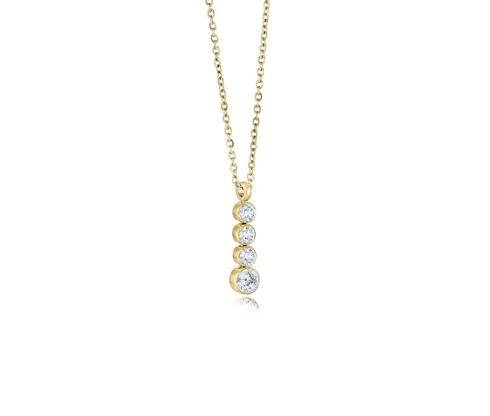 PENDENTIF EN ACIER OU ACIER/PVD OR SERTI E CUBIQUES ZIRCONIAS DÉGRADÉS - IG SWP116GO - VELORIA