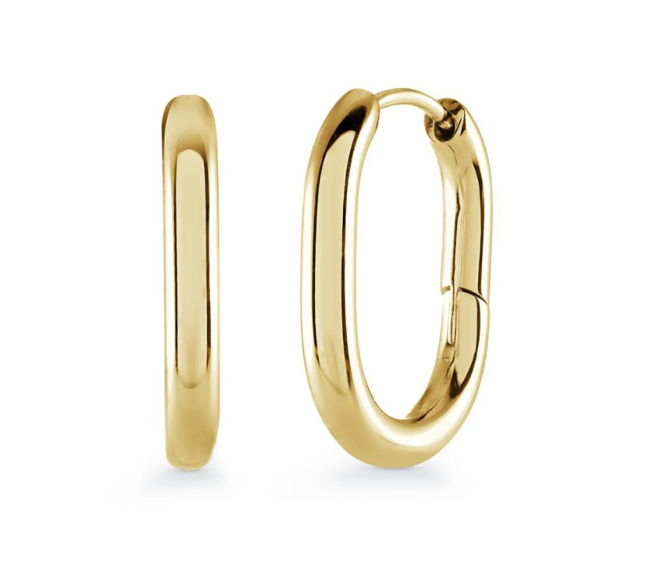 BOUCLES HUGGIES OVALES EN ACIER/PVD OR - IG SEA472GO - VELORIA