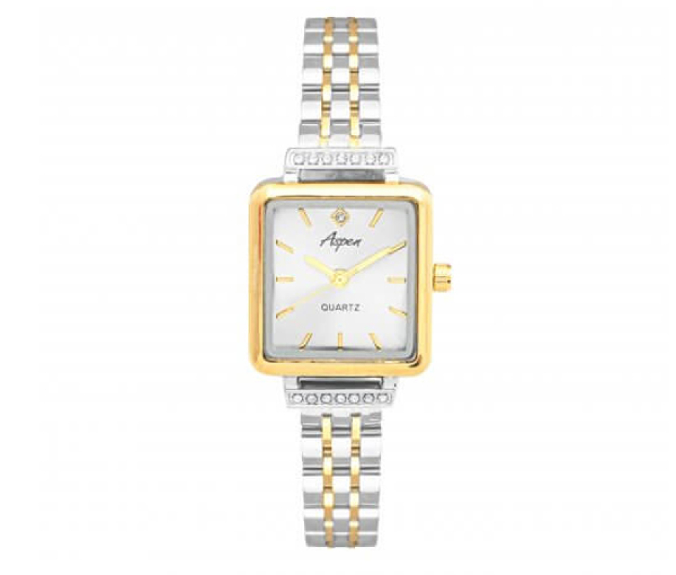 MONTRE ASPEN CARRÉ EN ACIER/PVD OR SERTIE DE CUBIQUES ZIRCONIAS - BA AP3178/4 - ASPEN