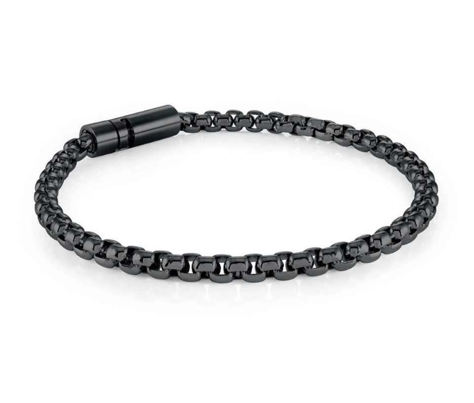 BRACELET EN ACIER, ACIER/PVD OR OU ACIER/PVD NOIR À MAILLE CARRÉE ARRONDIE