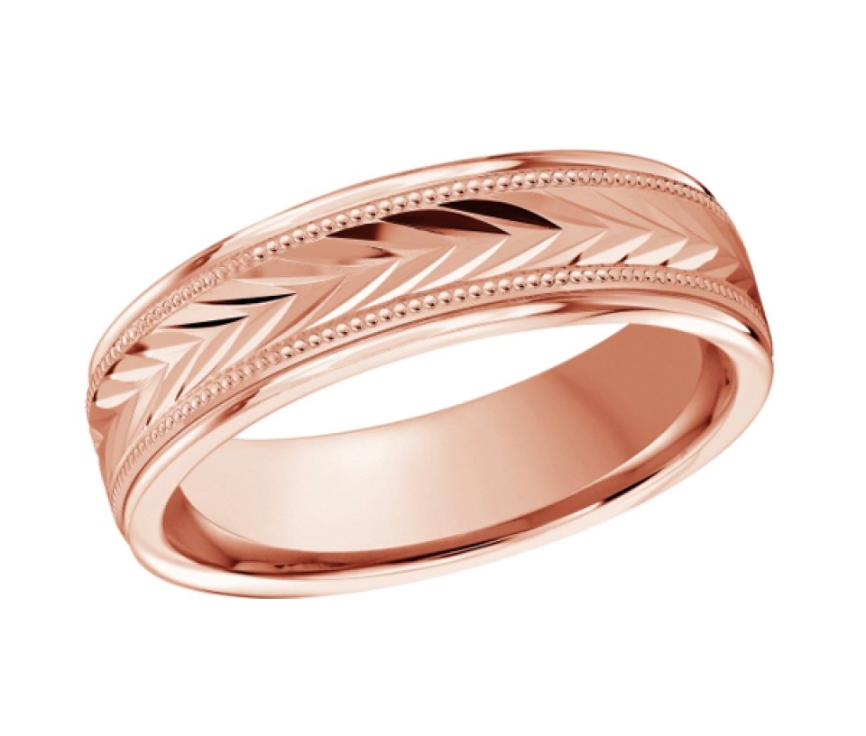 JONC EN OR À MOTIF MILGRAIN ET TAILLE EN V - ML FT/999/6P - MALO 