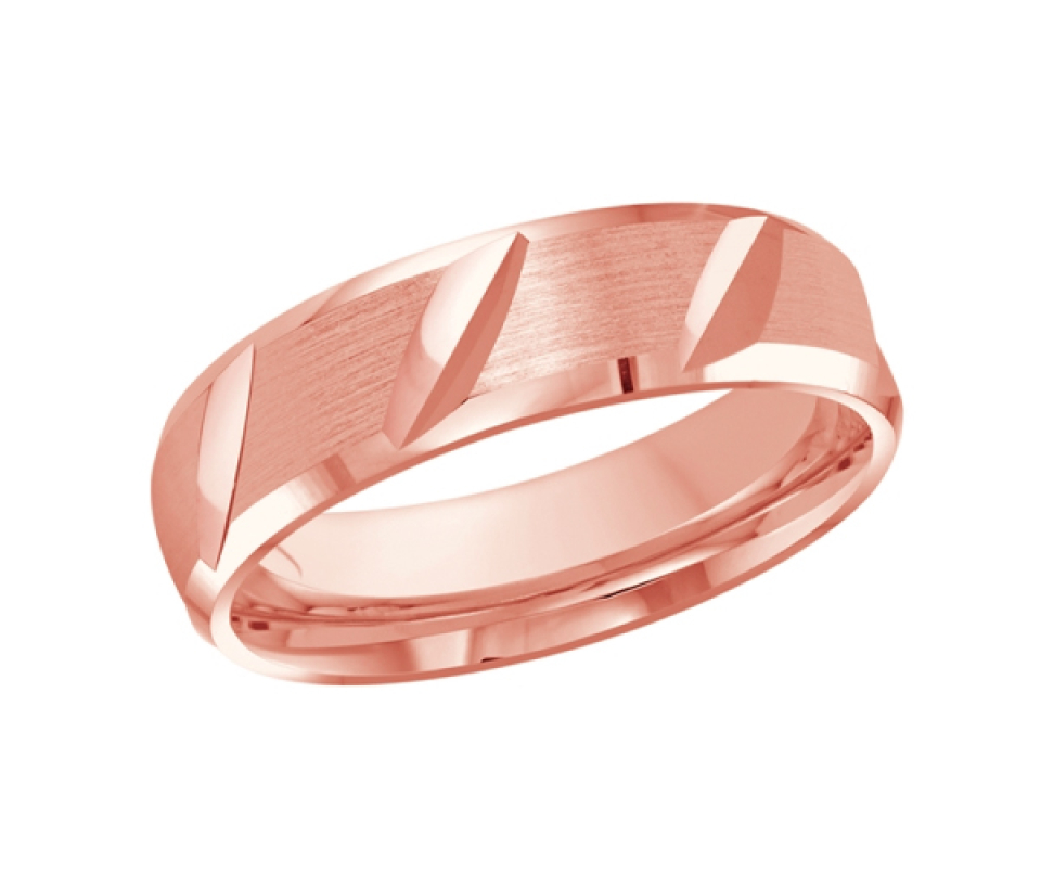 JONC EN OR À MOTIF TAILLE DIAMANT EN OBLIQUE AVEC EFFET BROSSÉ - ML FT646/601P - MALO 